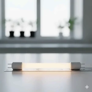 Close-up of a standard T5 grow light bulb, illustrating its small diameter.