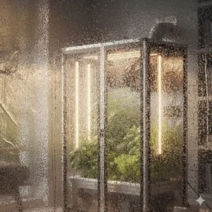 Highly reflective Mylar lining on the interior walls of the grow cabinet to maximize light distribution and efficiency.