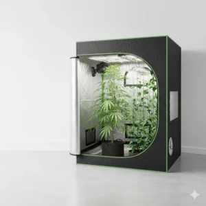 Example of an extra-tall grow tent designed to accommodate vertical gardening or plants that require significant headroom.