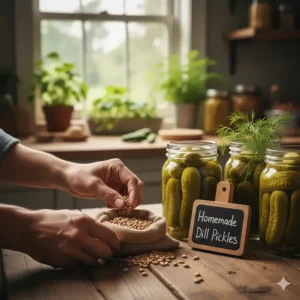 Small, bumpy pickling cucumber seeds ideal for making homemade dill pickles.