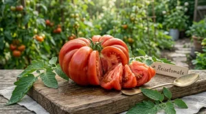 The uniquely lobed Reisetomate, a rare heirloom tomato variety that can be pulled apart into individual segments.