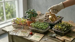 A step-by-step visual of the germination stages for common seeds for indoor growing.