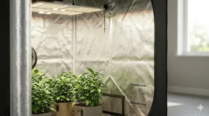 Close-up illustration of the 1680D diamond Mylar interior of a Spider Farmer 2x2 tent designed to maximize light reflection.