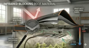 Illustration showing the infrared blocking roof technology in a 4x4 Gorilla indoor grow tent.