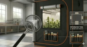 Convenient observation windows and tool storage pouch features on the Gorilla Grow Tent 4x4.