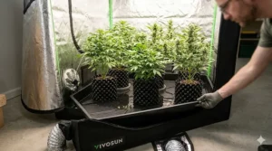 A waterproof removable floor tray designed for the Vivosun 4x4 grow tent for easy cleaning.