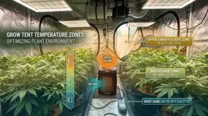 An infographic illustrating ideal temperature zones for indoor plants using a space heater for a grow tent.