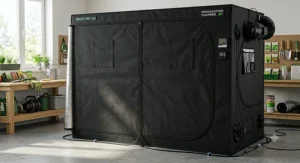 Diagram illustrating the dimensions and heavy-duty Oxford fabric exterior of a propagation chamber tent.
