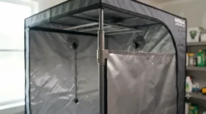Gorilla grow tent frame featuring the patented height extension kit for tall plant growth.