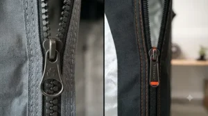 Macro shot comparing heavy-duty interlocking zippers on a Gorilla tent versus standard zippers on a Vivosun tent.