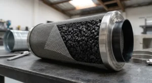 Heavy-duty 6-inch carbon filter with a thick layer of virgin activated charcoal