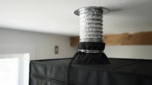 Exhausting stale air using a 6 inch inline fan for basement grow room cultivation tent