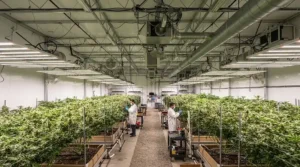 An overview of a 6 inch inline fan vs 8 inch for 4x8 tent configuration in a brightly lit indoor growing space