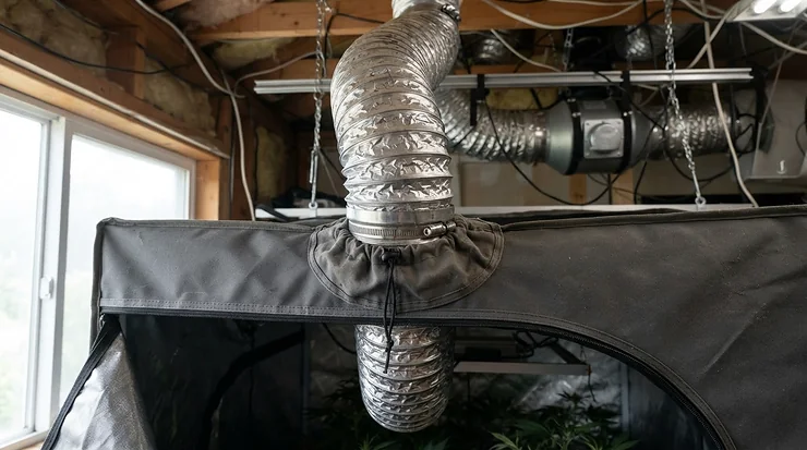 AC Infinity Cloudline 4 inch for closet grow tent exhaust ducting routing through top vent