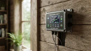 AC Infinity Cloudline 4 inch for closet grow tent smart controller showing temperature and humidity