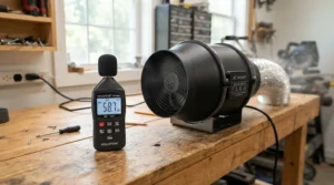 AC Infinity Cloudline 4 inch noise level measurement during indoor operation