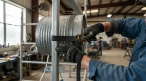Step-by-step mounting of a Vivosun 4 inch fan for 2x2 tent setup on ceiling poles.