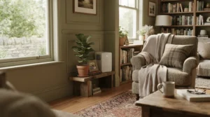 Checking the Vivosun 4 inch fan noise level during a quiet evening in the living room